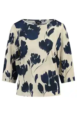 Wehkamp Claudia Sträter gebloemde blousetop donkerblauw aanbieding