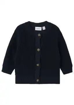 Wehkamp NAME IT BABY gebreid vest NBNBUBBA van katoen donkerblauw aanbieding
