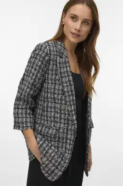 Wehkamp VERO MODA regular blazer zwart/grijs aanbieding