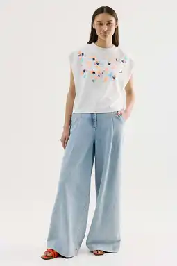 Wehkamp CKS wide leg highwaist broek light blue denim aanbieding