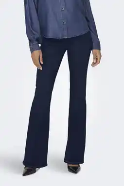 Wehkamp ONLY highwaist flared jeans dark blue denim aanbieding