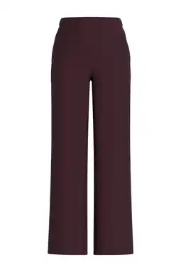 Wehkamp VILA wide leg regularwaist casual broek donkerrood gebreid aanbieding