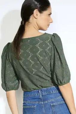 Wehkamp LOLALIZA top kaki broderie aanbieding
