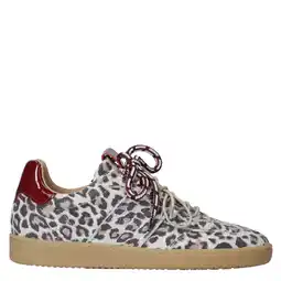 Wehkamp DWRS Poona suède sneakers met panterprint zand/bordeaux aanbieding