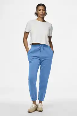 Wehkamp PIECES high waist regular fit sweatpants PCCHILLI azuurblauw aanbieding
