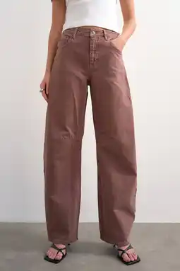 Wehkamp TOPSHOP TSBARREL highwaist barrel jeans roodbruin aanbieding
