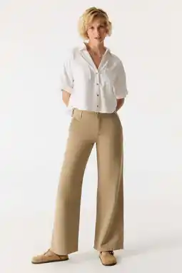 Wehkamp Cup of Joe Denim lowwaist wide leg jeans beige aanbieding