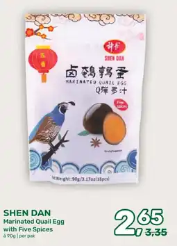 Amazing Oriëntal Shen dan marinated quail egg with Five Spices aanbieding