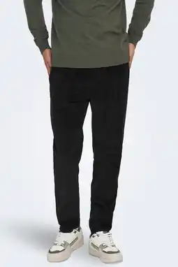 Wehkamp ONLY & SONS corduroy tapered casual broek zwart aanbieding