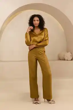 Wehkamp Lofty Manner wide leg regularwaist broek camel aanbieding
