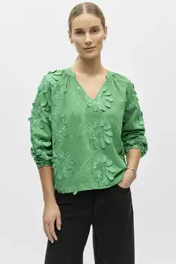 Wehkamp OBJECT gebloemde blousetop groen aanbieding