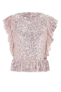 Wehkamp NoBell’ peplum top roze met pailletten aanbieding