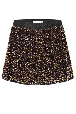 Wehkamp NAME IT KIDS korte rok met pailletten goud/roze aanbieding