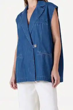 Wehkamp Another-Label gilet medium blue denim aanbieding