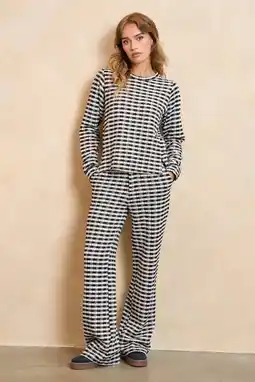 Wehkamp Lofty Manner wide leg highwaist geruite broek zwart aanbieding