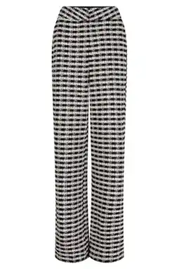 Wehkamp Lofty Manner wide leg highwaist geruite broek zwart aanbieding