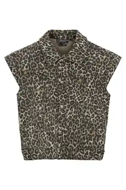 Wehkamp Indian Blue Jeans denim gilet met panterprint bruin aanbieding