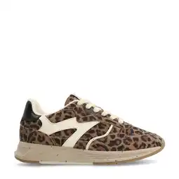 Wehkamp Manfield suède sneakers met panterprint beige/zwart aanbieding