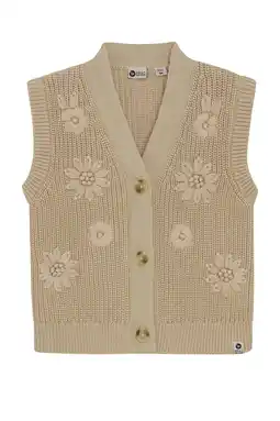 Wehkamp Daily7 gebloemde gilet lichtbruin gebreid aanbieding