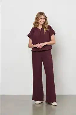 Wehkamp Co Woman straight regularwaist casual broek donkerpaars aanbieding