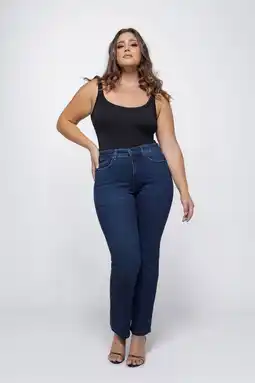 Wehkamp Fox Factor highwaist straight leg jeans dark blue denim aanbieding