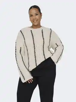 Wehkamp ONLY CARMAKOMA gestreepte trui beige aanbieding