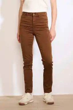 Wehkamp LOLALIZA slim regularwaist broek bruin aanbieding