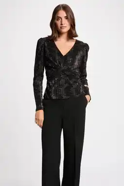 Wehkamp Morgan top zwart met glitter aanbieding
