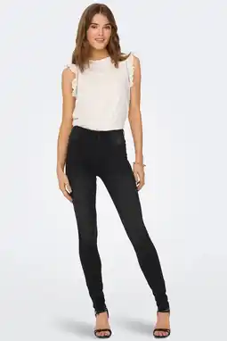 Wehkamp ONLY high waist skinny jeans ONLROYAL black denim regular aanbieding