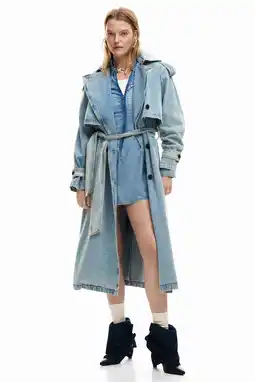 Wehkamp Desigual denim trenchcoat light blue denim aanbieding