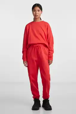 Wehkamp PIECES high waist regular fit sweatpants PCCHILLI rood aanbieding