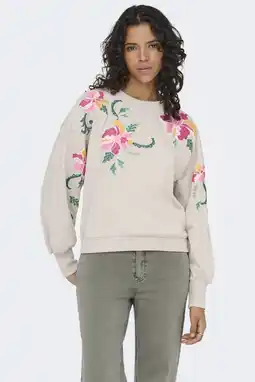 Wehkamp ONLY gebloemde sweater beige aanbieding
