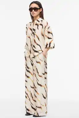 Wehkamp ROUGE EDIT wide leg highwaist casual broek met dierenprint ecru aanbieding