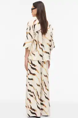 Wehkamp ROUGE EDIT wide leg highwaist casual broek met dierenprint ecru aanbieding