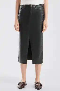 Wehkamp QS imitatieleren kokerrok zwart aanbieding