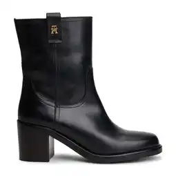 Wehkamp Tommy Hilfiger leren enkellaarzen zwart aanbieding