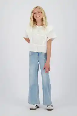 Wehkamp Vingino wide leg regularwaist jeans light blue denim aanbieding