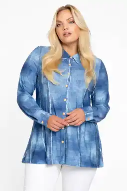 Wehkamp YOEK blouse blauw denimprint aanbieding