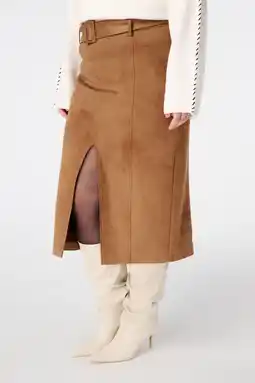 Wehkamp MS Mode suede midi rok cognac aanbieding