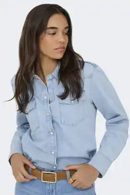 Wehkamp ONLY denim blouse light blue denim aanbieding