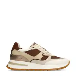 Wehkamp Manfield leren sneakers beige/bruin aanbieding