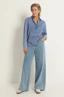 Wehkamp CLAUDIA BY CLAUDIA STRÄTER top light blue denim aanbieding