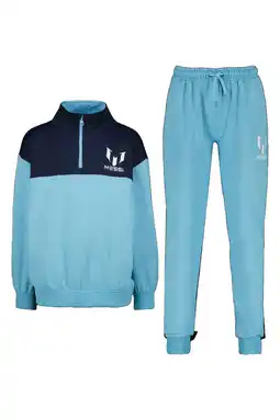 Wehkamp Messi sweater + joggingbroek lichtblauw/donkerblauw aanbieding