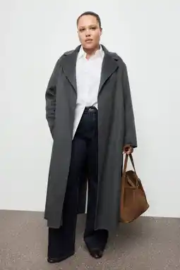 Wehkamp Mango wollen trenchcoat grijs aanbieding