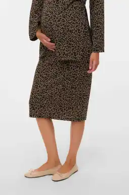 Wehkamp MAMALICIOUS zwangerschaps midi rok met panterprint bruin aanbieding