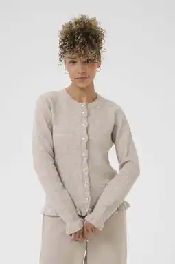 Wehkamp Cream gebreid vest met wol taupe aanbieding