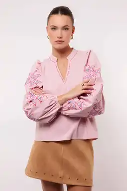 Wehkamp FLURESK gebloemde blousetop lichtroze aanbieding