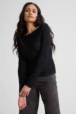 Wehkamp Ruby semi-transparante top met textuur zwart aanbieding