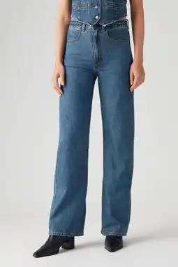 Wehkamp Levi's RIBCAGE WL BRAIDED highwaist wide leg jeans medium blue denim aanbieding