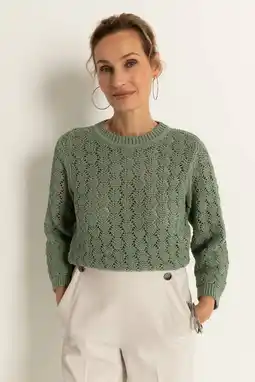 Wehkamp Claudia Sträter pullover groen grof gebreid aanbieding